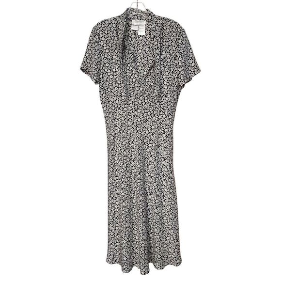 MaxMara Black & White Floral Print Midi Dress & White Underdress, Size 12  NWOT - Picture 1 of 8